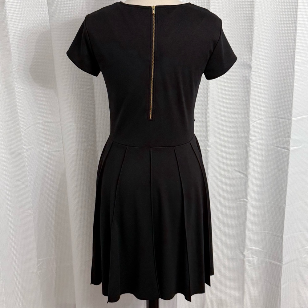 Cato Women's Short Cap Sleeves Ribbed Flared Raw Hem Dress, Black, Size 12 - Picture 8 of 8